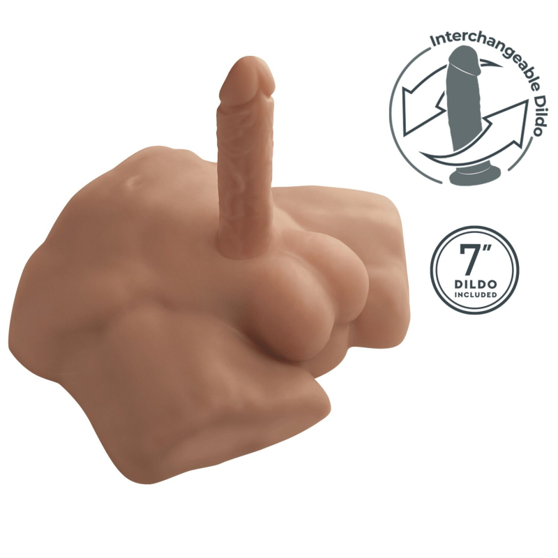 Півторс з фалоімітатором на присосці SilexD Apollo S Male Torso Caramel, довжина 17.8 см