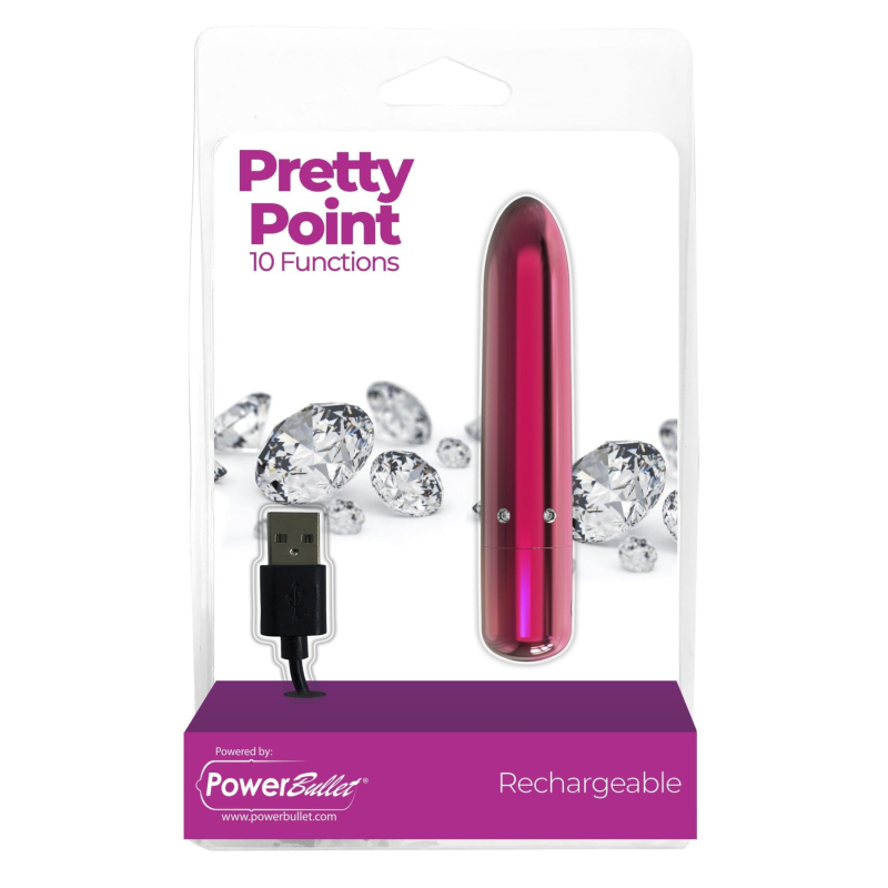 Мощная вибропуля – PowerBullet Pretty Point Pink – 10 режимов вибрации, бесшумная работа