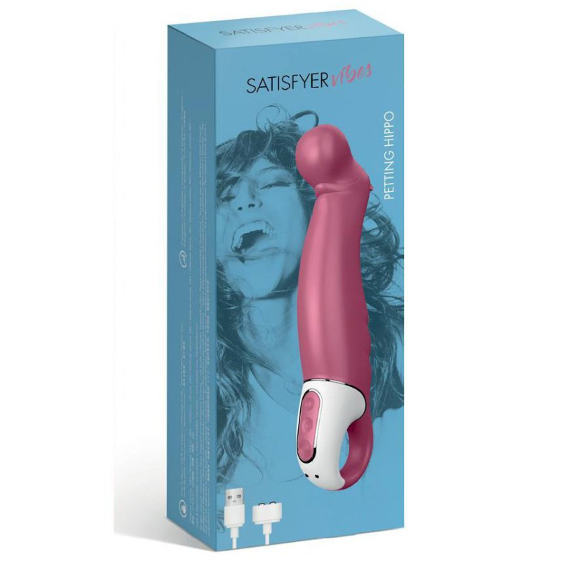 Потужний вібратор Satisfyer Vibes Petting Hippo – з гнучким стовбуром для точки G, медичний силікон, 12 режимів вібрації