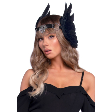 Пов’язка на голову з крилами Leg Avenue Feather headband Чорний колір, пір’я та натуральна шкіра