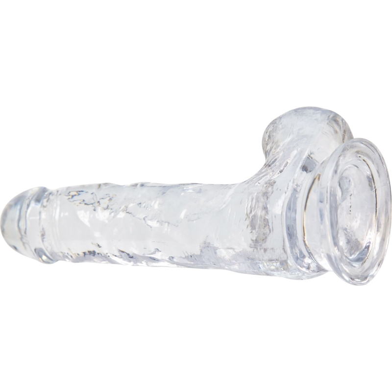 Прозорий фалоімітатор на присосці ADDICTION Clear Dildo with Balls, вібропуля в подарунок, довжина 17.8 см