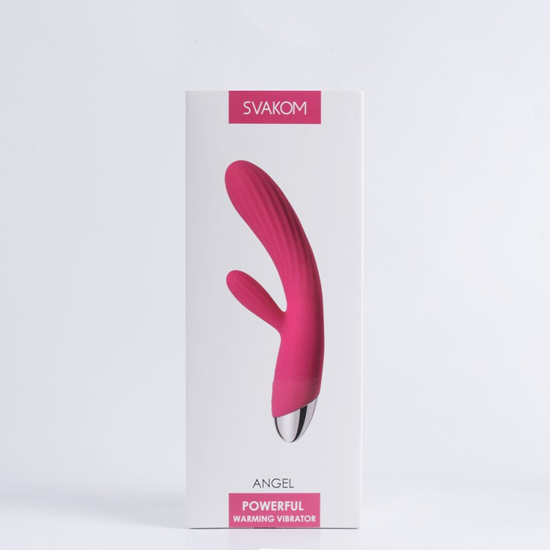 Ребристий вібратор-кролик з підігрівом – Svakom Angel Plum Red – 36 режимів вібрацій + інтелектуальний режим