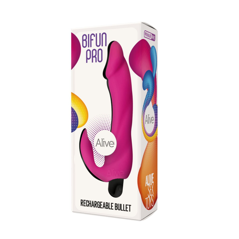 Рожевий вібратор-кролик – Alive Bifun Pro Pink – 1 режим вібрації + 10 рівнів інтенсивності