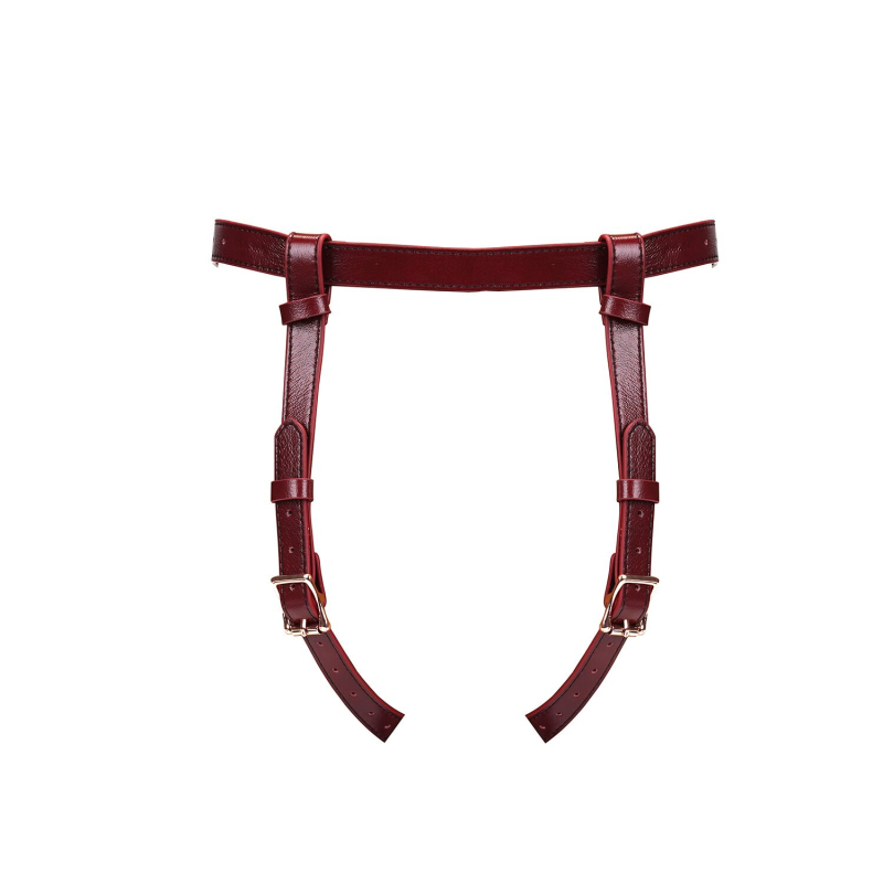 Кожаные трусики для страпона Liebe Seele Wine Red Strap on Harness, универсальный размер