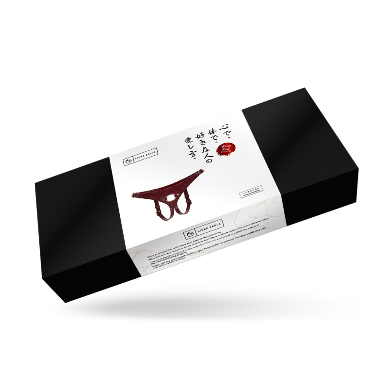 Кожаные трусики для страпона Liebe Seele Wine Red Strap on Harness, универсальный размер