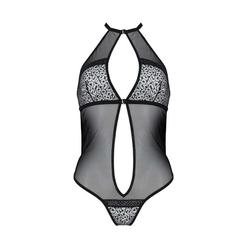 Сітчасте боді з мереживом на грудях Passion SATARA BODY L/XL чорний колір