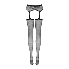 Сітчасті панчохи–стокінги з візерунком на сідницях Obsessive Garter stockings S232 S/M/L, чорні, імі