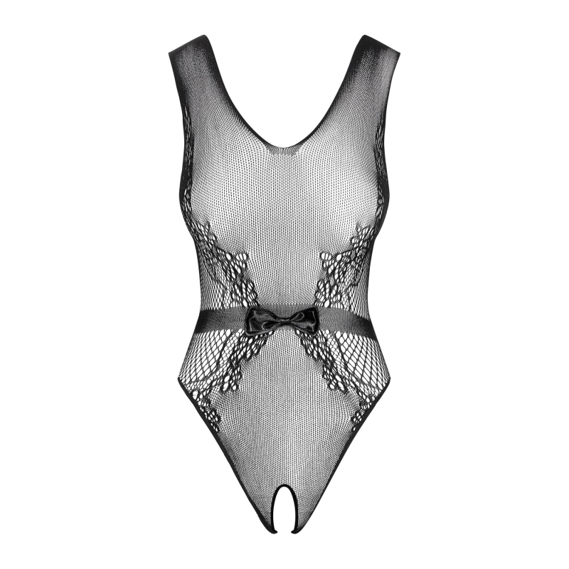 Сетчатый боди-стокинг с доступом Obsessive B115 teddy S/M/L, черный