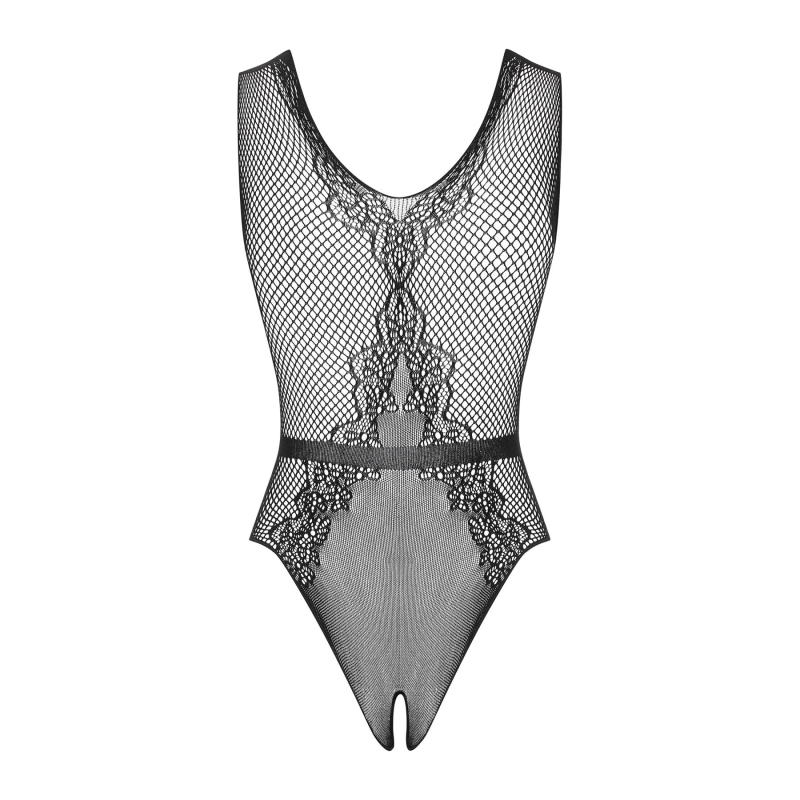 Сетчатый боди-стокинг с доступом Obsessive B115 teddy S/M/L, черный