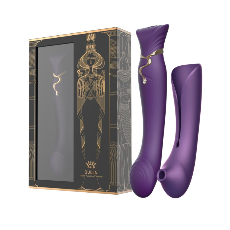 Смарт вібратор 3в1 – Zalo Queen Set Twilight Purple – преміальні матеріали, пульсівна перлина + вакуум, Swarovski