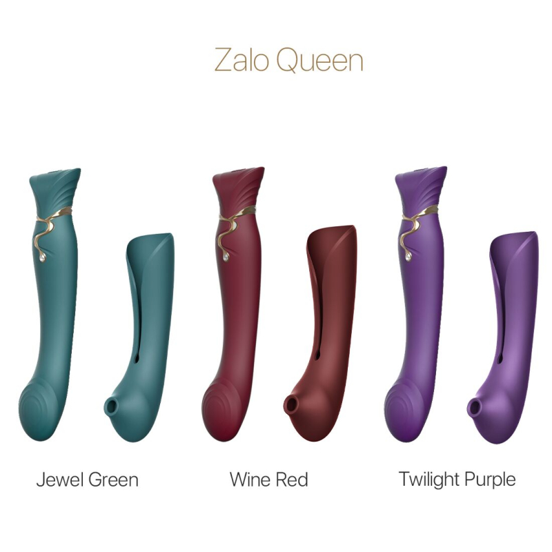 Смарт вібратор 3в1 – Zalo Queen Set Twilight Purple – преміальні матеріали, пульсівна перлина + вакуум, Swarovski