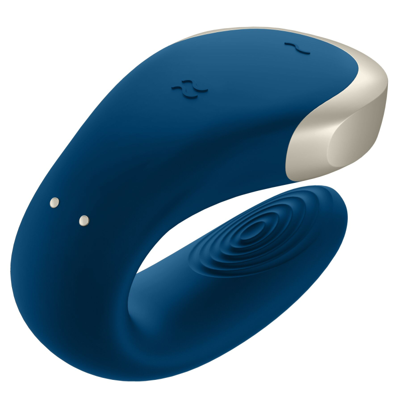 Смарт-вібратор для пар – Satisfyer Double Love Blue – 2 мотори по 10 режимів, пульт дистанційного керування