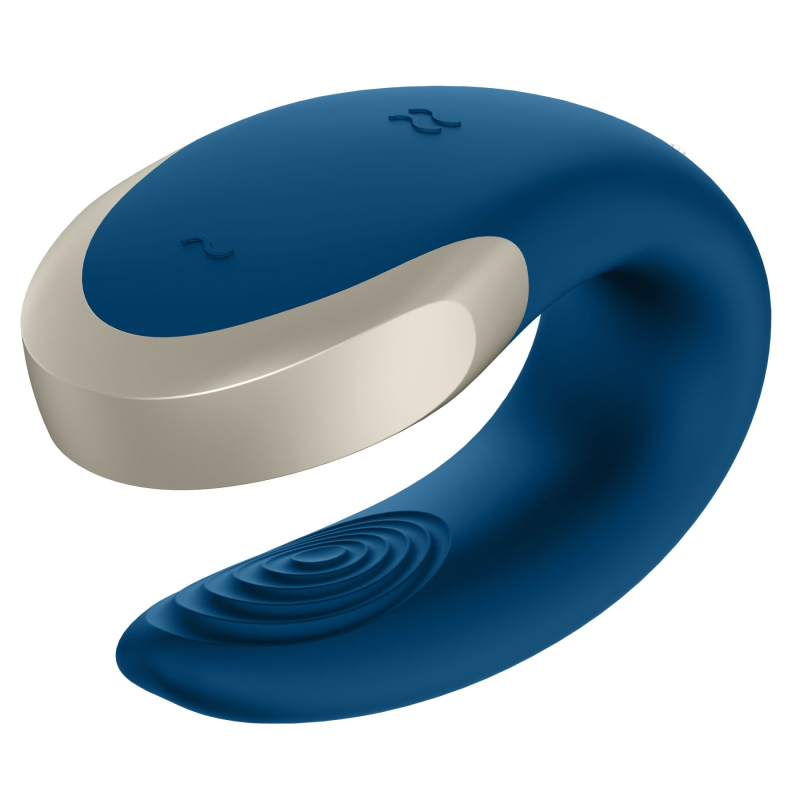 Смарт-вібратор для пар – Satisfyer Double Love Blue – 2 мотори по 10 режимів, пульт дистанційного керування