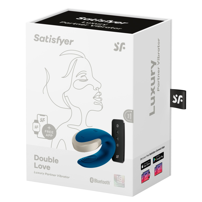 Смарт-вібратор для пар – Satisfyer Double Love Blue – 2 мотори по 10 режимів, пульт дистанційного керування