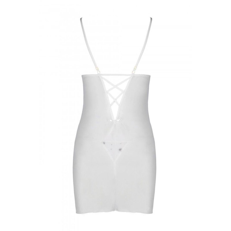 Сорочка с вырезами на груди, стринги Passion LOVELIA CHEMISE S/M, белый