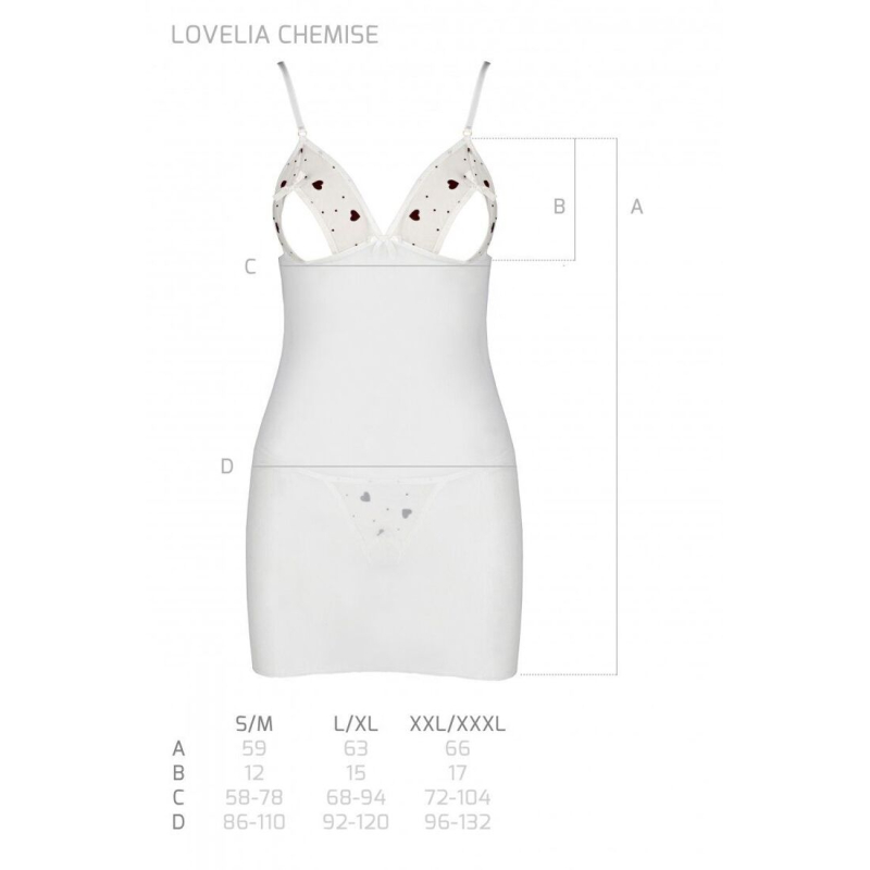 Сорочка с вырезами на груди, стринги Passion LOVELIA CHEMISE S/M, белый