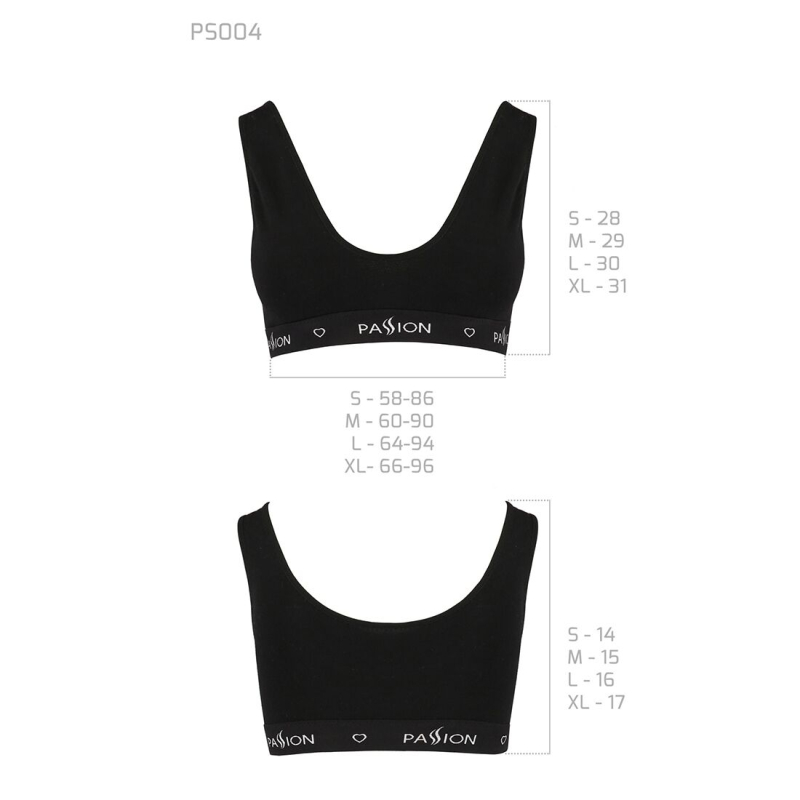 Спортивний топ з широкою гумкою Passion PS004 TOP XL, чорний колір