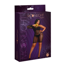 Сукня–бодістокінг Moonlight Plus Model 05 XL–XXXL Чорний колір, закрите одне плече та рукав