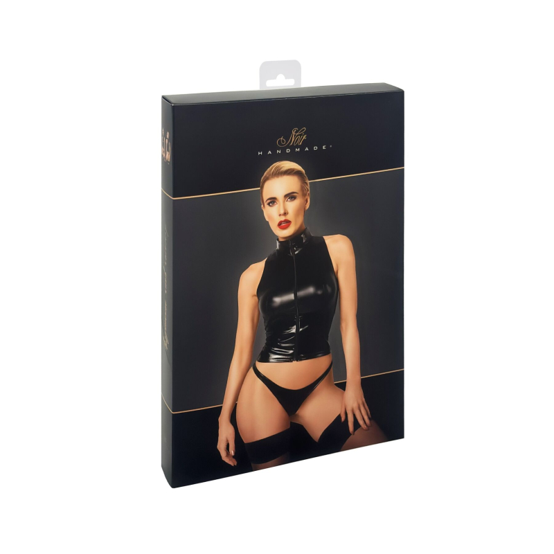 Топ Noir Handmade F324 Glam wetlook top with vinyl corset – XL