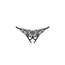 Трусики мереживні з доступом Passion Exclusive VIOLANTE THONG L/XL, чорний колір