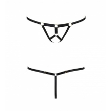 Трусики стрінги зі стреп Passion Exclusive ARMANDA THONG L/XL, чорний колір