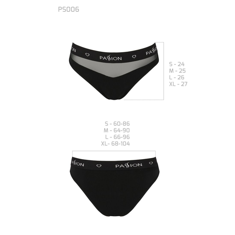 Трусики з прозорою вставкою Passion PS006 PANTIES M, чорний колір