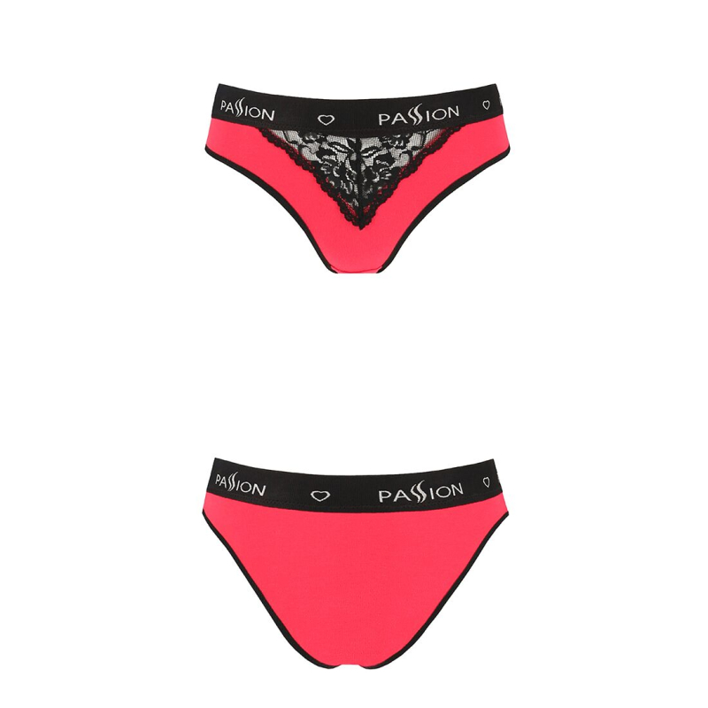 Трусики з широкою гумкою і мереживом Passion PS001 PANTIES L, чорний/червоний