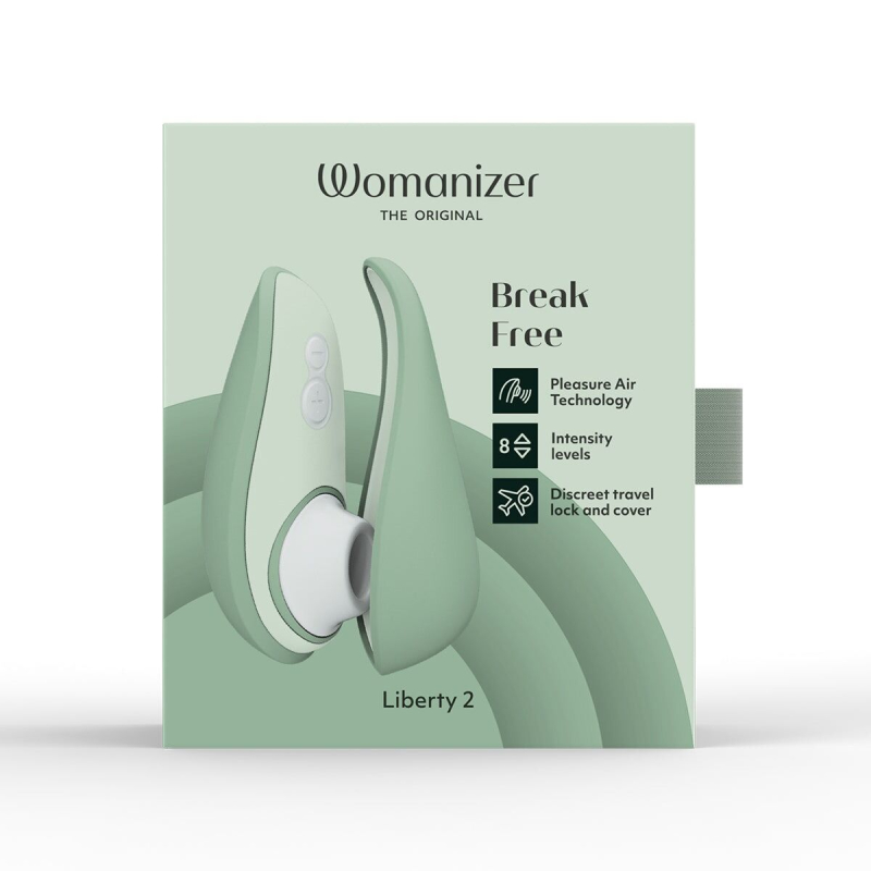 Вакуумний стимулятор для клітора – Womanizer Liberty 2 Sage – 8 режимів, магнітна кришечка, оновлена версія