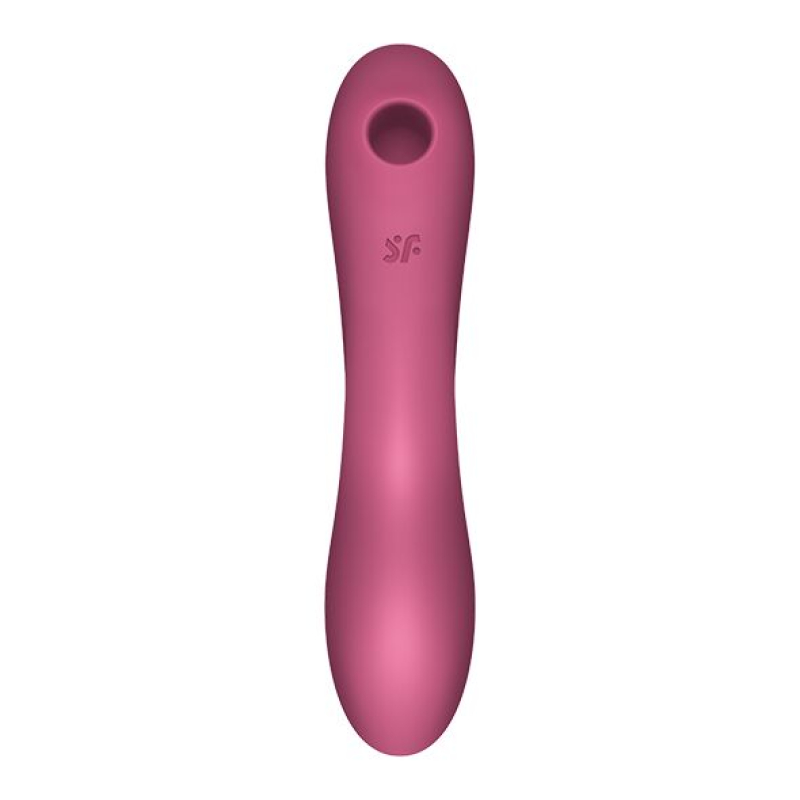 Вакуумний стимулятор з вібрацією 3в1 – Satisfyer Curvy Trinity 3 Red – 11 рівнів вакууму, 12 режимів вібрації