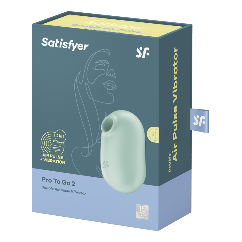 Вакуумный стимулятор с вибрацией – Satisfyer Pro To Go 2 Mint – 12 режимов вибрации + 11 вакуумной стимуляции