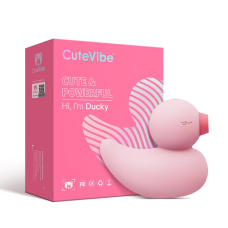 Вакуумний вібратор Качечка – CuteVibe Ducky Pink – 3 режима вакууму та 10 режимів вібрації