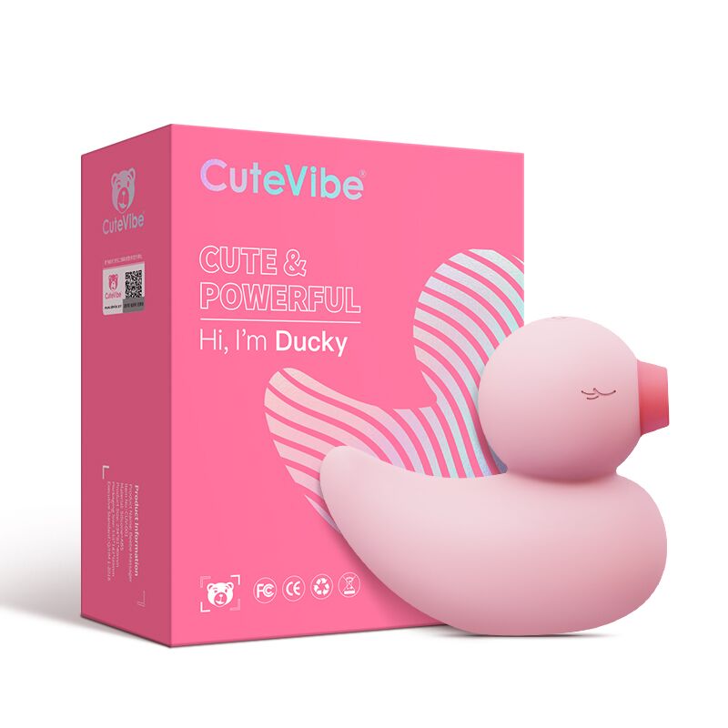 Вакуумний вібратор Качечка – CuteVibe Ducky Pink – 3 режима вакууму та 10 режимів вібрації