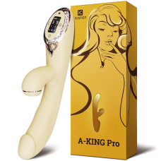 Вакуумний вібратор-кролик з підігрівом KISTOY A-King Pro Yellow – 2 мотори, LED-екран, 9 вібро-режимів + 3 вакуумних