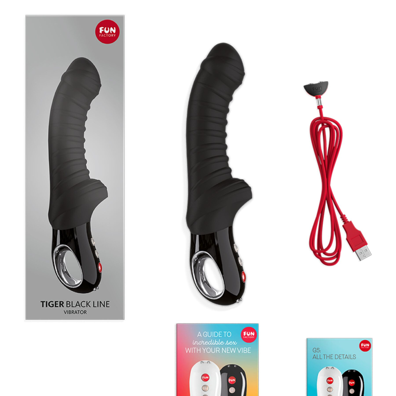 Вібратор для точки G – Fun Factory TIGER Black – ребристий, 6 швидкостей + 6 режимів