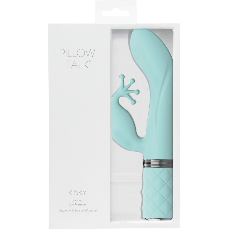 Вібратор-кролик – Pillow Talk Kinky Teal з кристалом Swarovski та двома потужними моторами