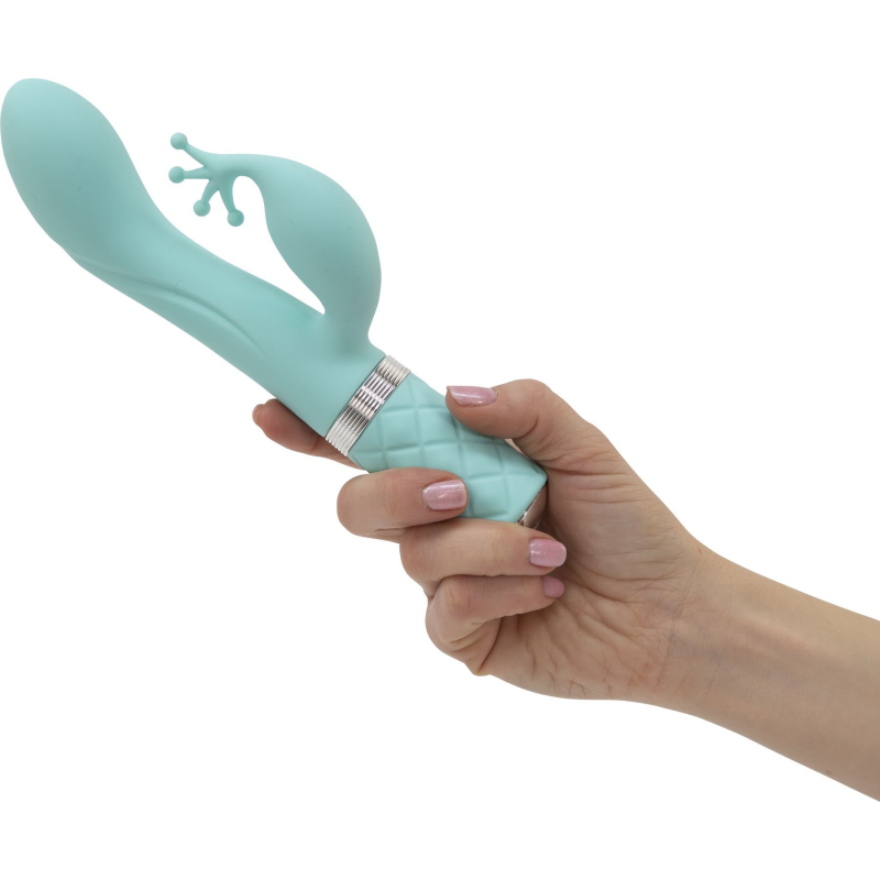 Вібратор-кролик – Pillow Talk Kinky Teal з кристалом Swarovski та двома потужними моторами
