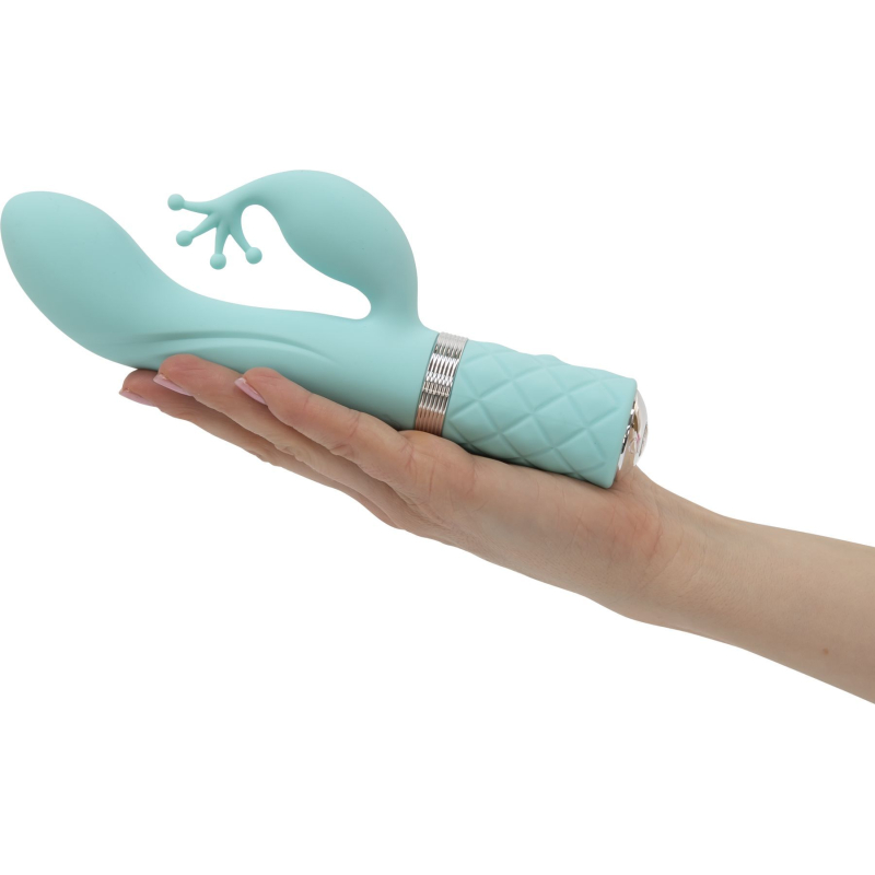 Вібратор-кролик – Pillow Talk Kinky Teal з кристалом Swarovski та двома потужними моторами