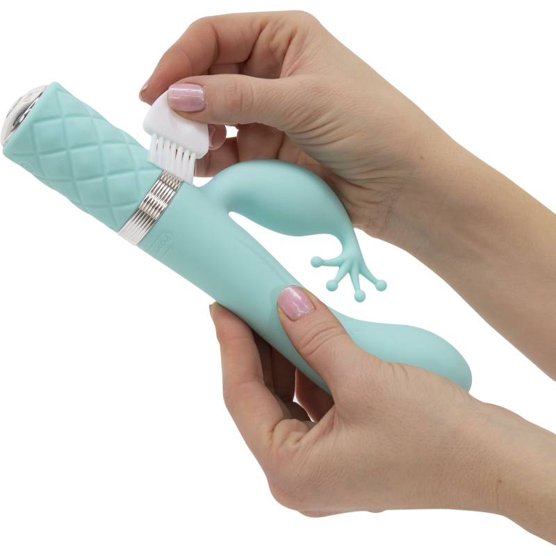 Вібратор-кролик – Pillow Talk Kinky Teal з кристалом Swarovski та двома потужними моторами