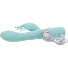 Вібратор-кролик – Pillow Talk Kinky Teal з кристалом Swarovski та двома потужними моторами