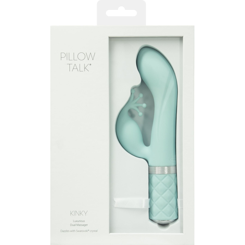 Вібратор-кролик – Pillow Talk Kinky Teal з кристалом Swarovski та двома потужними моторами