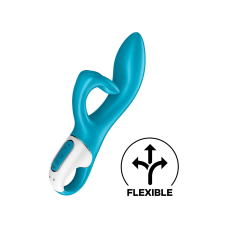 Вібратор-кролик з потрійним відростком – Satisfyer Embrace me Turquoise – кліторальна зона з трьома "пальчиками"