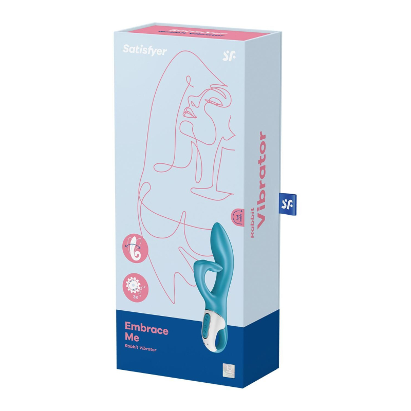 Вібратор-кролик з потрійним відростком – Satisfyer Embrace me Turquoise – кліторальна зона з трьома "пальчиками"