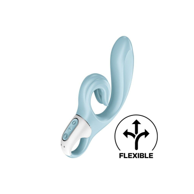 Вибратор-кролик с тройным отростком – Satisfyer Love Me Blue – гибкий ствол, 3 мотора, 12 вибро-режимов