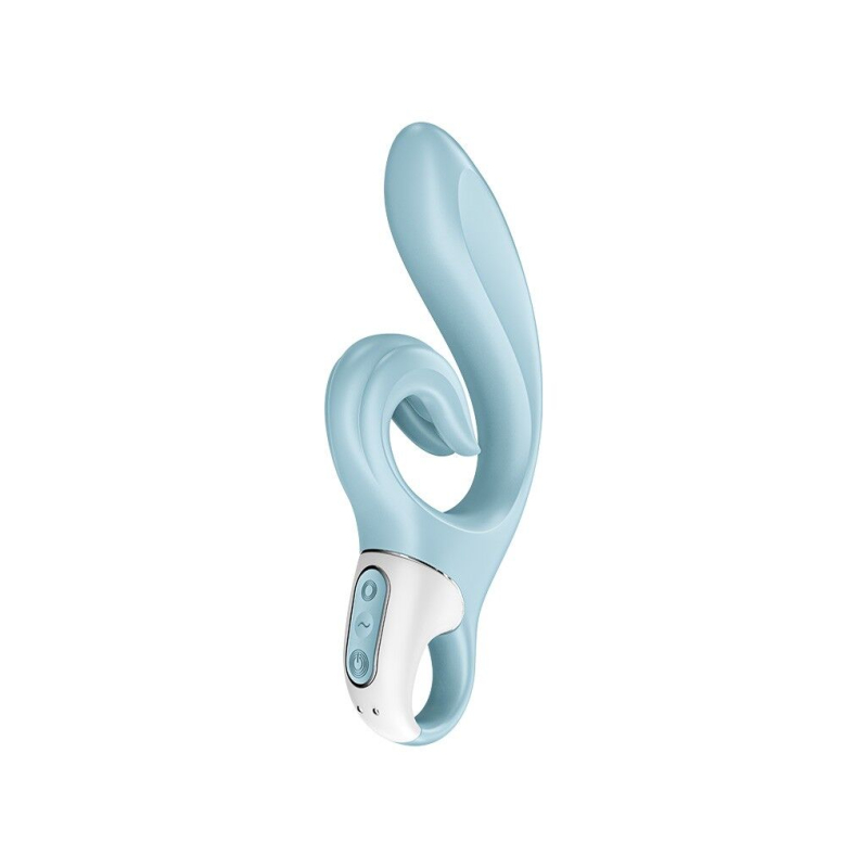 Вибратор-кролик с тройным отростком – Satisfyer Love Me Blue – гибкий ствол, 3 мотора, 12 вибро-режимов