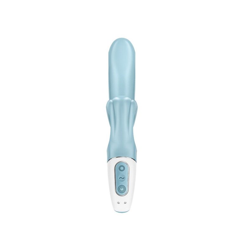 Вибратор-кролик с тройным отростком – Satisfyer Love Me Blue – гибкий ствол, 3 мотора, 12 вибро-режимов