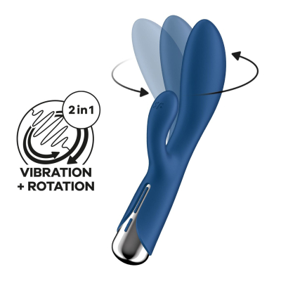 Вібратор-кролик з ротацією – Satisfyer Spinning Rabbit 1 Blue – 3 мотори, обертання + вібрація