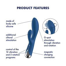 Вибратор-кролик с ротацией – Satisfyer Spinning Rabbit 1 Blue – 3 мотора, вращение + вибрация