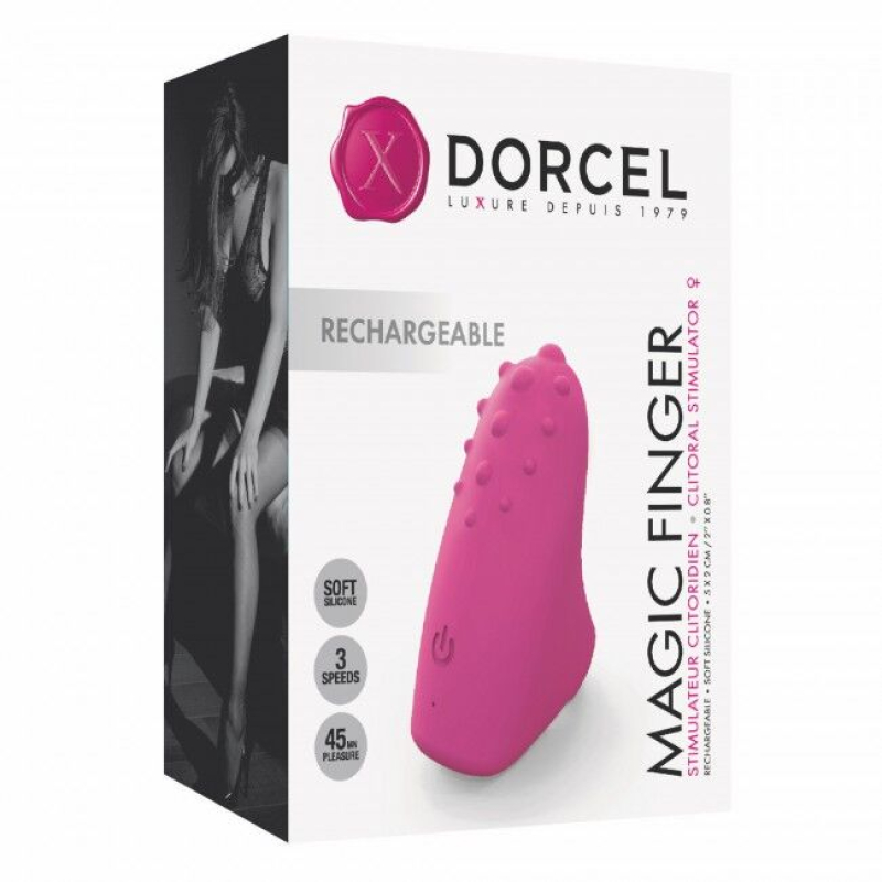 Вібратор на палець – Dorcel Magic Finger Rose – 3 режими, на насадці кульки для кліторального масажу