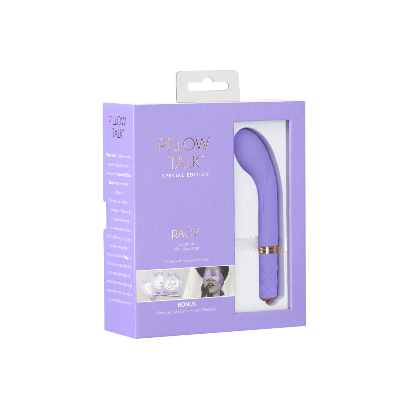 Вибратор точки G – Pillow Talk Racy Purple Special Edition – кристалл Swarovski, шелковая повязка на глаза + игра