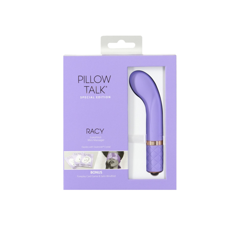Вибратор точки G – Pillow Talk Racy Purple Special Edition – кристалл Swarovski, шелковая повязка на глаза + игра